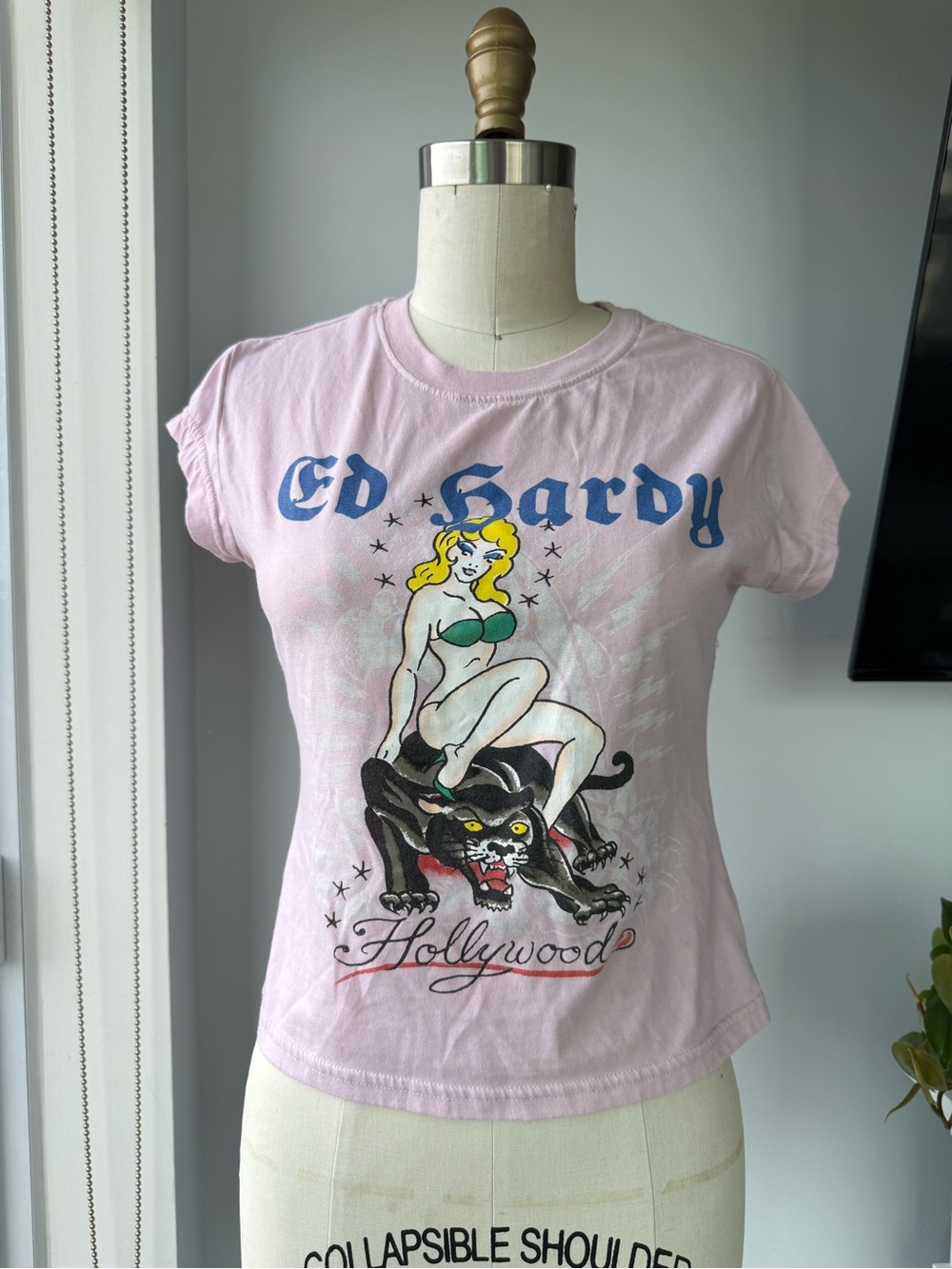 Ed Hardy Pink Pinup & Panther Graphic Tee